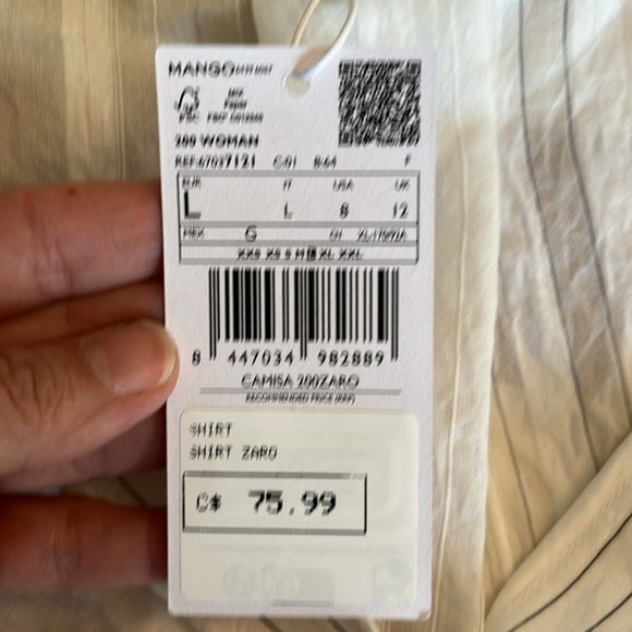 MNG Zaro Stripe Shirt Oversize   Size 8 Effortless Chic - Picture 7 of 17